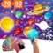 QUOKKA Solar System Puzzles for Kids Ages 4-6 - 70 Pcs Fun Kids Puzzles Ages 5-8 Preschool Floor Activities - Includes 50 Cards with 400+ Space Facts- Planet-Shaped Jigsaw Puzzle Gift for Girls Boys